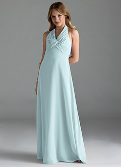 Azazie Tessie Junior Mist A-Line Pleated Chiffon Dress image1