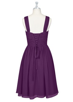 Azazie Angie Bridesmaid Dresses Grape A-Line Corset Chiffon Dress image8