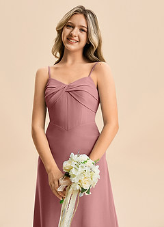 Azazie Jordyn Junior A-Linie Herzausschnitt Chiffon Kleid Wüstenrose image7