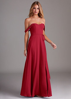 Azazie Aaron Final Sale Scarlet A-Line Off the Shoulder Chiffon Convertible Dress image6