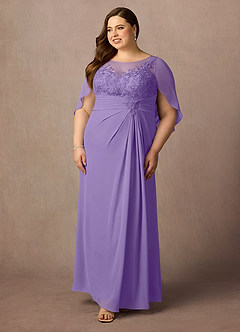 Azazie Hera Mother of the Bride Dresses Tahiti A-Line Lace Capelet Chiffon Dress image9