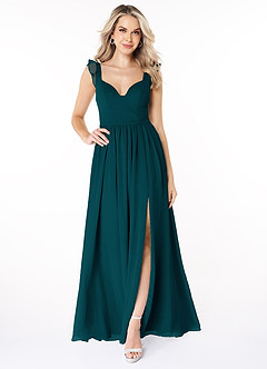 Azazie Stassie Bridesmaid Dresses Pine A-Line Sweetheart Ruched Chiffon Dress image3