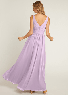 Azazie Pierrette Bridesmaid Dresses Frosted Lilac A-Line Pleated Chiffon Dress image2