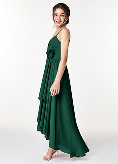 Azazie Catalina Junior Emerald A-Line Ruched Chiffon Dress image5