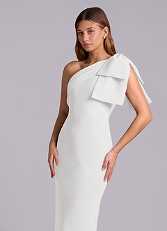 Azazie Yuanna Bridesmaid Dresses White Mermaid One Shoulder Chiffon Dress image7