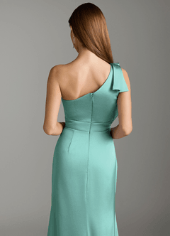 Azazie Rinna Brautjungfernkleider Meerjungfrau-Linie Gestreift Stretch-Satin Kleid Aqua image7