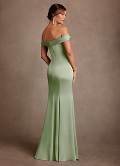Azazie Boone vestidos de madre de la novia Vestido de Salvia Polvorienta de Satén Elástico de Corte Sirena con Vestidos sin tirantes image3