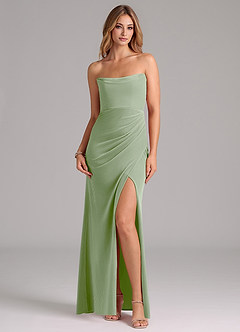 Azazie Leonis Bridesmaid Dresses Dusty Sage Mermaid Strapless Velvet Dress image6