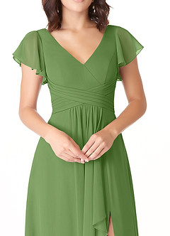 Azazie Omari Robes de demoiselle d'honneur Robe Trapèze en Mousseline de soie Basilic image5