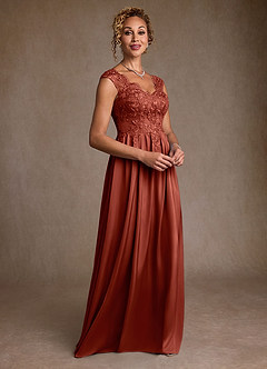 Azazie Amethyst Moeder van de bruid jurken A-Lijn Jurk van Kant Terracotta image5