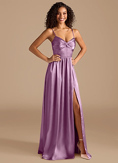 Azazie Zeya Bridesmaid Dresses Wisteria A-Line Pleated Metallic Satin Dress image6