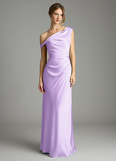 Azazie Emerson Bridesmaid Dresses Lilac Mermaid Off the Shoulder Stretch Satin Dress image3