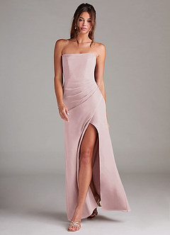 Azazie Leonis Bridesmaid Dresses Blushing Pink Sheath Strapless Chiffon Convertible Dress image7
