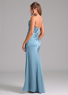 Azazie Lucille Bridesmaid Dresses Steel Blue Mermaid Strapless Stretch Satin Convertible Dress image4