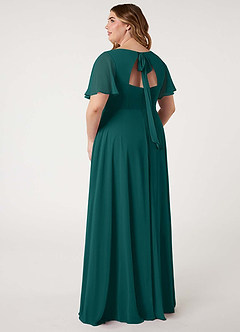 Azazie Kimber Bridesmaid Dresses Peacock A-Line Flounce Sleeve Chiffon Dress image12
