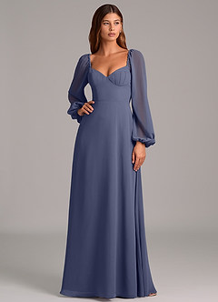 Azazie Annistyn Bridesmaid Dresses Stormy A-Line Long Sleeve Chiffon Dress image3