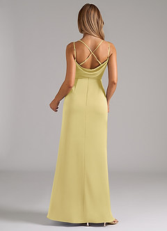 Azazie Callan Bridesmaid Dresses Lemon Sorbet A-Line Pleated Stretch Satin Convertible Dress image2