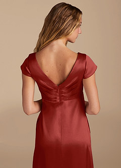 Azazie Allessia Maternity Bridesmaid Dresses A-Line Metallic Satin Floor-Length Dress image6