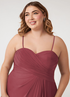 Azazie Arabella Allure Jurken voor bruidsmeisjes Converteerbaar Jurk van Chiffon met A-Lijn Sweetheart Halslijn Merlot image19