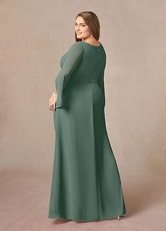 Azazie Belinda Mother of the Bride Dresses Sea Moss A-Line V-Neck Pleated Chiffon Dress image9