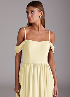 Azazie Calianna Bridesmaid Dresses Lemon Sorbet A-Line Off the Shoulder Chiffon Convertible Dress image2