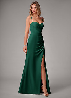 Azazie Haisley Jurken voor bruidsmeisjes Converteerbaar Jurk van Chiffon met Kolom Off the Shoulder Smaragd image6