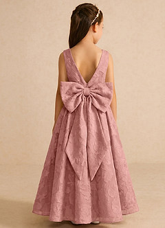 Azazie Pipssy Robe Demoiselle D'honneur Fillette Robe Trapèze en Blumen-Burnout Plissé Rosette image1