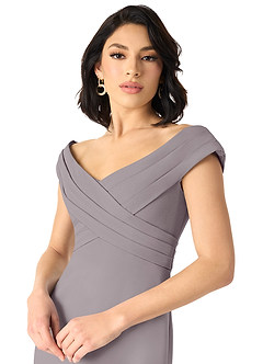 Azazie Evita Probar vestidos en casa Vestido de Atardecer de Crepé elástico de Corte en A con Vestidos sin tirantes image4
