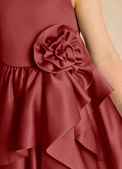 Azazie Hermia Flower Girl Dresses Rust A-Line Sleeveless Matte Satin Dress image6