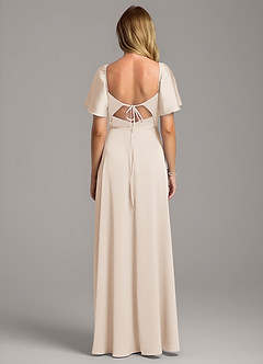Azazie Chloe Vestidos de damas de honor Vestido de Alabastro Blanco de Satén Elástico de Corte en A con Escote de Corazón image3