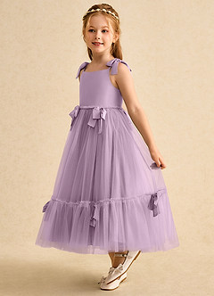 Azazie Jaci Flower Girl Dresses Wisteria A-Line Spaghetti Strap Chiffon Dress image1