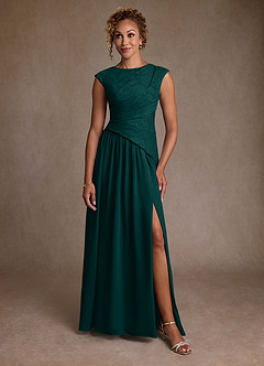 Azazie Kalleen Abiti per la Madre della Sposa Abito A-Line in Chiffon Plissettato Pino image5