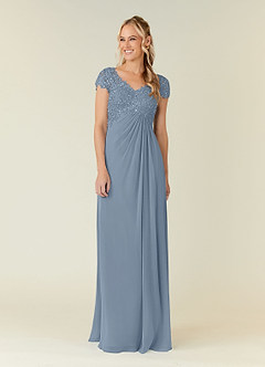 Azazie Jet Kleider für die Brautmutter A-Linie Pailletten Chiffon Kleid Staubblau image4