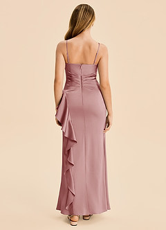 Azazie Lyla Junior Dusty Rose Mermaid Pleated Stretch Satin Dress image2