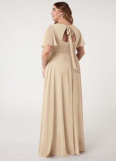 Azazie Kimber Vestidos de damas de honor Vestido de Champán de Gasa de Corte en A con Manga volante image12