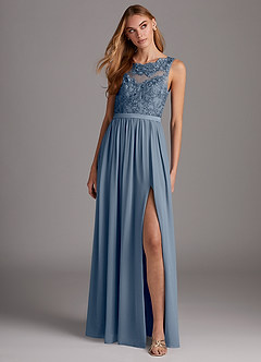 Azazie Elly Bridesmaid Dresses Twilight A-Line Lace Scoop Neck Chiffon Dress image3