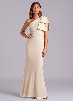 Azazie Yuanna 신부 들러리 드레스 인어 한쪽 어깨 쉬폰 바닥 길이 드레스 image1