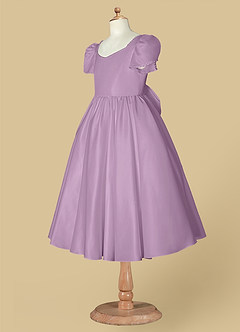 Azazie Juno vestidos de niña de las flores Vestido de Glicinia de Satin Mate de Corte En A con Escote de Corazón image8