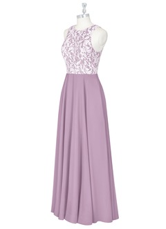 Azazie Kate Bridesmaid Dresses A-Line Lace Chiffon Floor-Length Dress image10