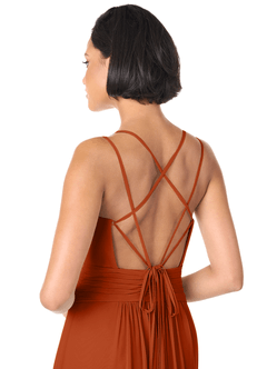 Azazie Farren Bridesmaid Dresses Burnt Orange A-Line Pleated Chiffon Convertible Dress image7