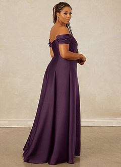 Christian Siriano Bridal for Azazie 1002 Bridesmaid Dresses Plum A-Line Off the Shoulder Stretch Satin Convertible Dress image15