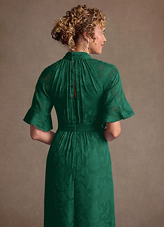 Azazie Hypatia Klänningar till brudens mor Klä Tubklänning i Blommig Utbrändhet Plisserad Smaragdgrön image7