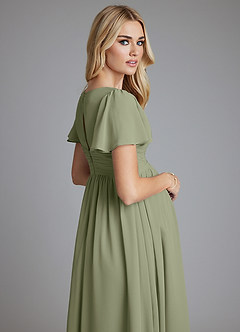 Azazie Verna Maternity Bridesmaid Dresses A-Line V-Neck Ruched Chiffon Floor-Length Dress image7