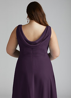 Azazie Karina Bridesmaid Dresses Plum A-Line Pleated Chiffon Dress image10
