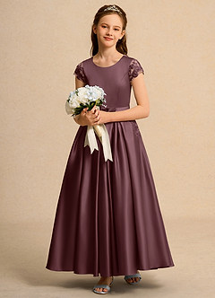 Azazie Bunny Girls Formal Robe Demoiselle D'honneur Fillette Robe Robe de bal en Dentelle Sangria image3