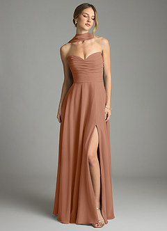 Azazie Ayla Abiti da Damigella Abito A-Line in Chiffon Scollo a Cuore Bronzo image7