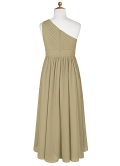 Azazie Mathilda Junior Robe Trapèze en Mousseline de soie Plissée Vert Mousse image7