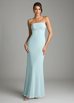 Azazie Saylor Vestidos de damas de honor Vestido de Neblina de Gasa de Corte Sirena con Sin tirantes image3