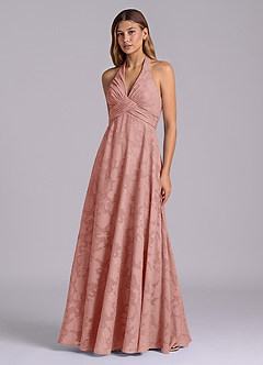 Azazie Tessie Bridesmaid Dresses Rosette A-Line Pleated Floral Burnout Dress image3