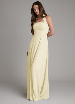Azazie Irina Bridesmaid Dresses Lemon Sorbet A-Line Pleated Chiffon Dress image7